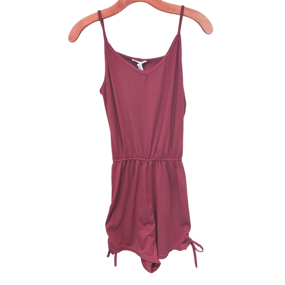 Capella Womens Burgundy V-Neck Sleeveless Summer Rompr Elastic Waist Side Ties L